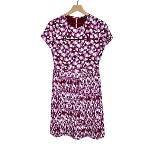 Banana Republic pleated crepe dress floral wine purple size 4P